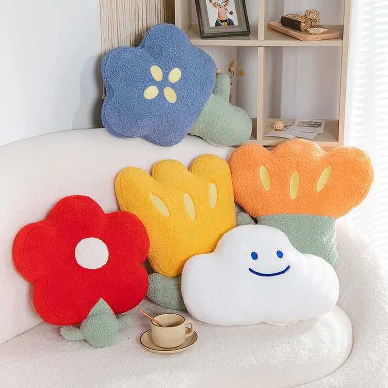 Fleece Flower Throw Cushion in Cotton with Cute Design