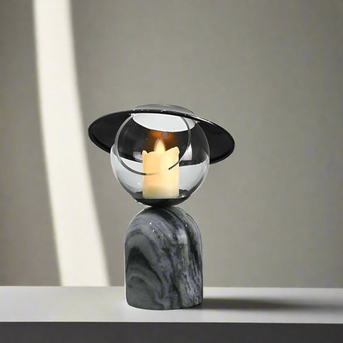 Black Marble Effect Candle Holder with Wax Melt Burner